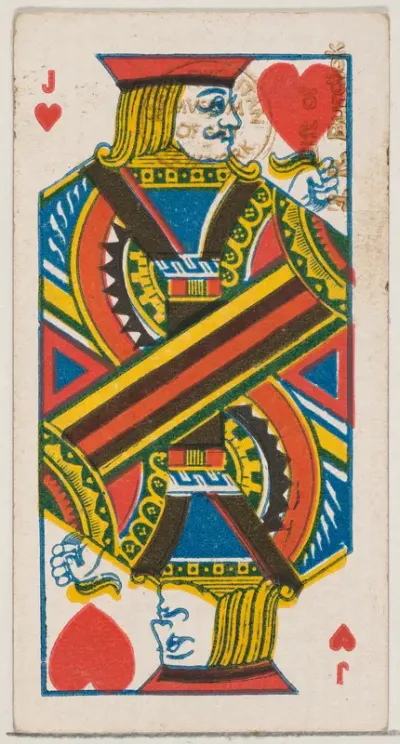Jack of Hearts (red), from the Playing Cards series (N84) for Duke brand cigarettes