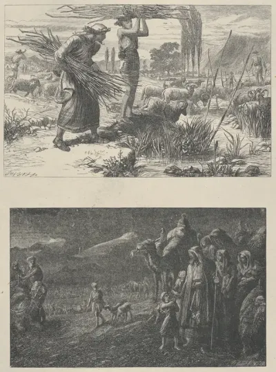 Jacob and the Flocks of Laban–Jacob's Departure from Laban, from "Dalziels' Bible Gallery"
