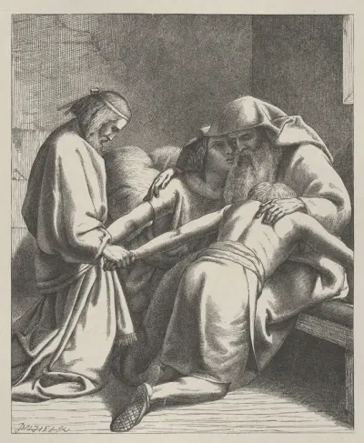 Jacob Blessing Ephraim and Manasseh, from "Dalziels' Bible Gallery"