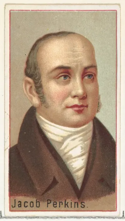 Jacob Perkins, printer's sample for the World's Inventors souvenir album (A25) for Allen & Ginter Cigarettes