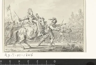 Jacoba van Beieren stelt zich aan het hoofd van de Hoekse troepen, omstreeks 1430