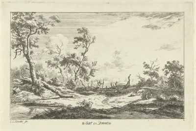 Jager in een landschap