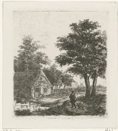 Jager in een landschap