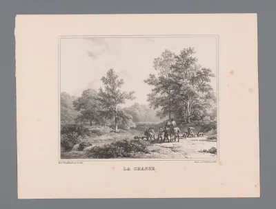 Jagers in een landschap