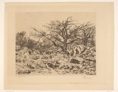Jagers in het bos van Fontainebleau