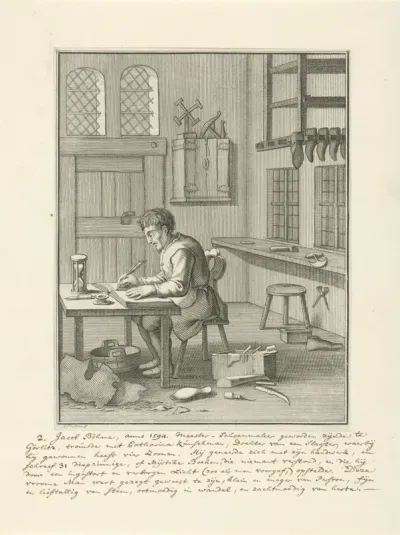 Jakob Böhme schrijft een van zijn boeken
