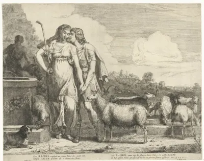 Jakob kust Rachel bij de bron