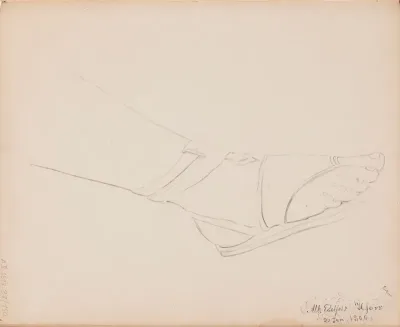 Jalka jossa sandaali. Merkitty: Alb. Edelfelt H.fors  /  21 Jan. 1866