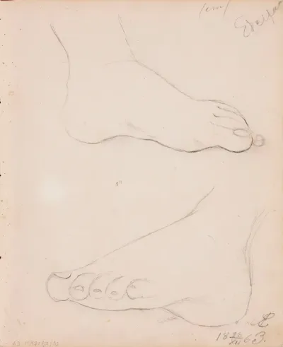 Jalkaterät. Merkitty:  AE (monogrammi)  /  18 26/XII 63.