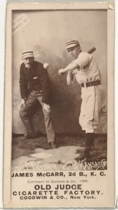 James B. "Chippy" McGarr, 2nd Base, Kansas City Cowboys, from the Old Judge series (N172) for Old Judge Cigarettes