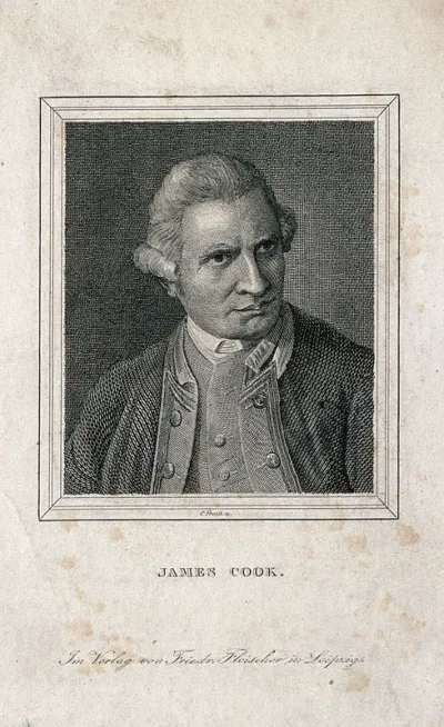 James Cook. Line engraving by C. Frosch after Sir N. Dance-Holland, 1776