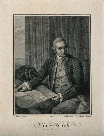 James Cook. Line engraving by J. S. Klauber, 1793, after Sir N. Dance-Holland, 1776