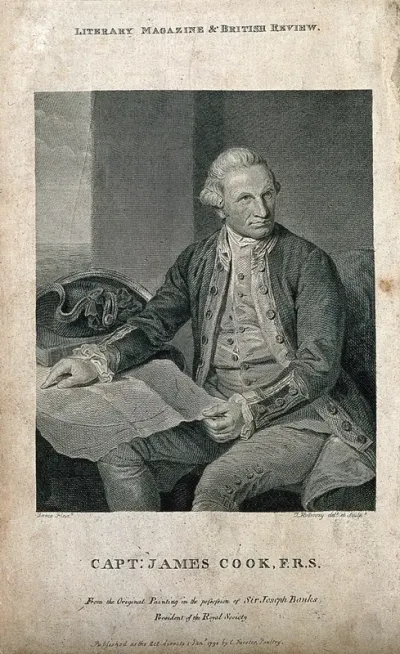 James Cook. Line engraving by T. Holloway, 1790, after Sir N. Dance-Holland, 1776