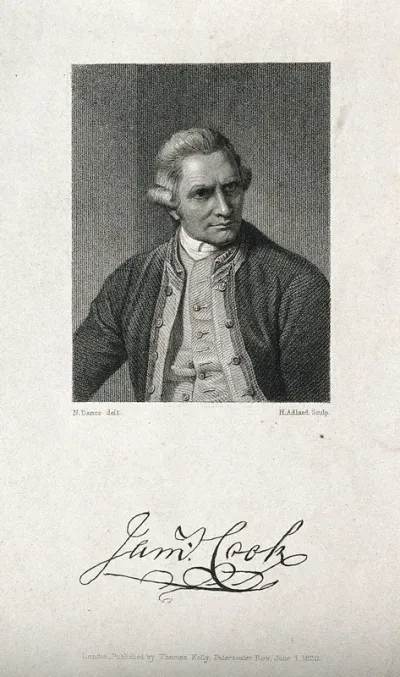 James Cook. Stipple engraving by H. Adlard after Sir N. Dance-Holland, 1776
