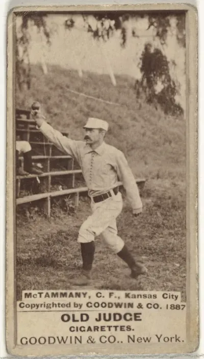 James Edward "Jim" McTamany, Center Field, Kansas City Cowboys, from the Old Judge series (N172) for Old Judge Cigarettes
