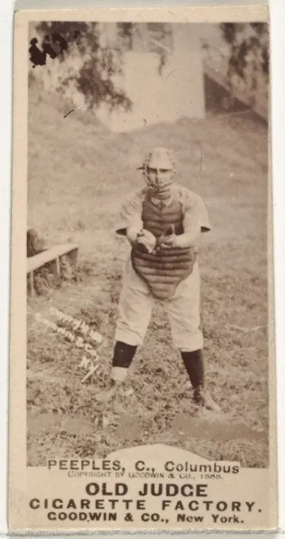 James Elsworth "Jimmy" Peoples, Catcher, Cleveland, from the Old Judge series (N172) for Old Judge Cigarettes