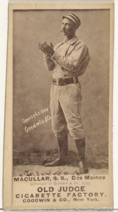 James F. "Jimmy" Macullar, Shortstop, Des Moines Prohibitionists, from the Old Judge series (N172) for Old Judge Cigarettes