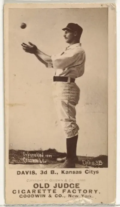 James J. "Jumbo" Davis, 3rd Base, Kansas City Cowboys, from the Old Judge series (N172) for Old Judge Cigarettes