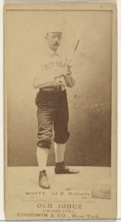 James Laurie "Deacon" White, 3rd Base, Detroit Wolverines, from the Old Judge series (N172) for Old Judge Cigarettes