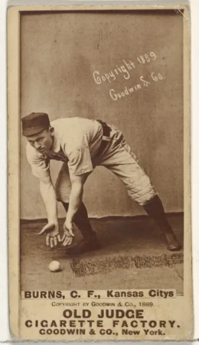 James M. "Jim" Burns, Center Field, Kansas City Cowboys, from the Old Judge series (N172) for Old Judge Cigarettes