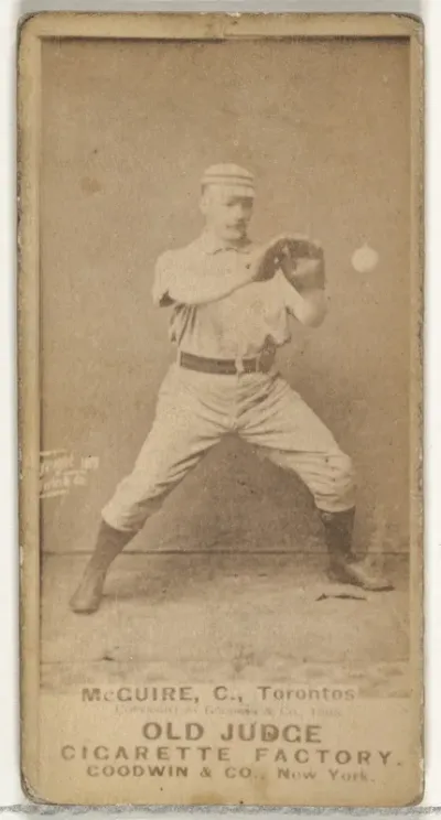 James Thomas "Deacon" McGuire, Catcher, Toronto Canucks, from the Old Judge series (N172) for Old Judge Cigarettes