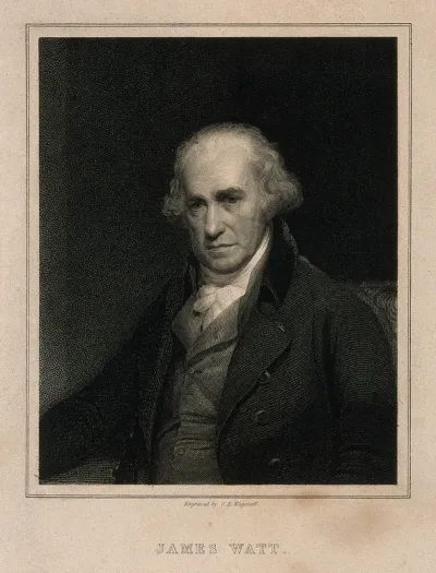 James Watt. Stipple engraving by C. E. Wagstaff, 1845, after Sir W. Beechey
