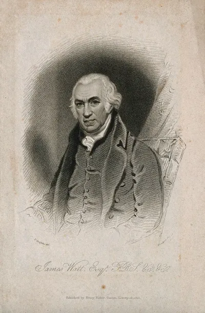 James Watt. Stipple engraving by J. Thomson, 1820, after T. Griffiths after Sir T. Lawrence, 1815