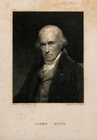 James Watt. Stipple engraving by T. Wright, 1830, after Sir W. Beechey