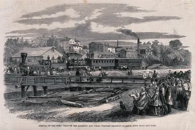 Jamestown, New York: the first train arriving from New York City