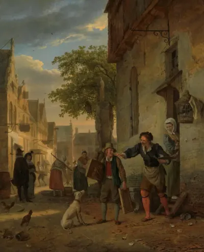 Jan Steen stuurt zijn zoon de straat op om schilderijen te ruilen voor bier en wijn