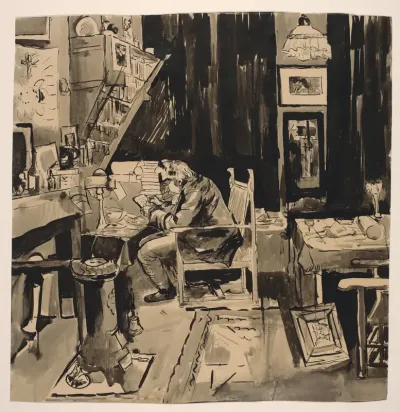 Jan Toorop in zijn atelier