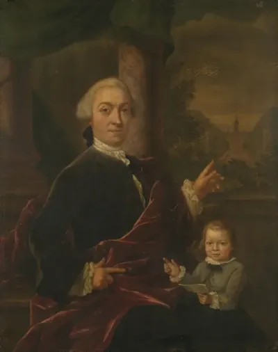 Jan van de Poll (1721-1801). Bankier en burgemeester van Amsterdam (1787) met zijn zoontje Harman