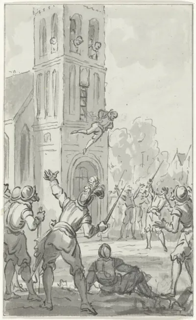 Jan van Schaffelaar springt van de toren te Barneveld, 16 juli 1482