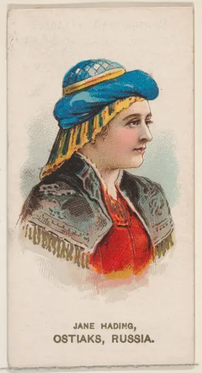 Jane Hading in Costume of Ostiaks, Russia, from the set Actors and Actresses, Second Series (N71) for Duke brand cigarettes