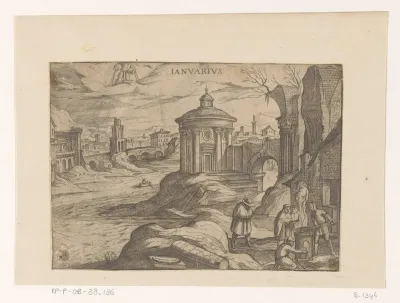 Januari: visscène (waterman)