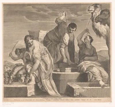 Jaokob geeft de kudde van Rachel te drinken