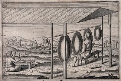 Javanese people playing the gamelan