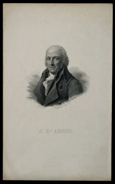 Jean d'Arcet. Line engraving by E. Conquy, 1834, after F.P.S. Gérard