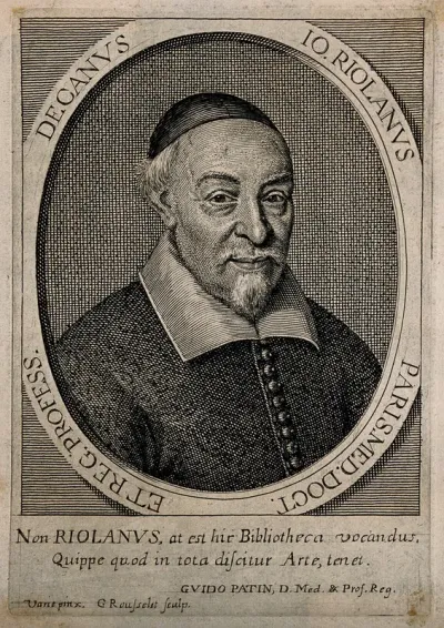 Jean Riolan. Line engraving by G. Rousselet after Varie