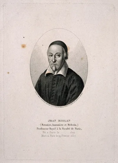 Jean Riolan. Stipple engraving by A. Tardieu