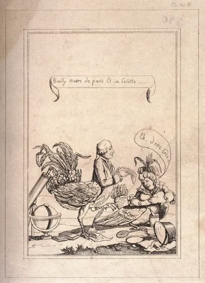 Jean Sylvain Bailly, Mayor of Paris, with his mistress, both represented as chickens