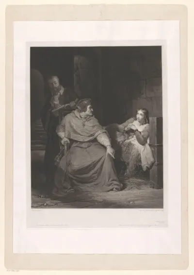 Jeanne d'Arc in gevangenschap ondervraagd door Henri de Beaufort
