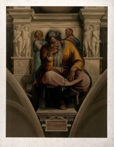Jeremiah. Chromolithograph by Storch and Kramer after C. Mariannecci after Michelangelo