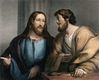 Jesus calls Matthew away from his vocation as a tax collector