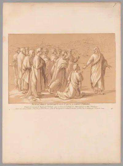 Jesus-Christ donnant les clefs a Saint Pierre (Christ Giving the Keys to Saint Peter), from Recueil d'estampes d'après les plus beaux tableaux et d'après les plus beaux desseins qui sont en France (Cabinet Crozat)