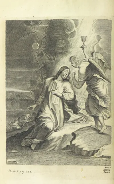 Jesus Christ from "The Life of Our Blessed Lord & Saviour Jesus Christ. An heroic poem ... Illustrated by necessary notes ... also a prefatory discourse concerning heroic poetry. With sixty copper-plates [by William Faithorne]".