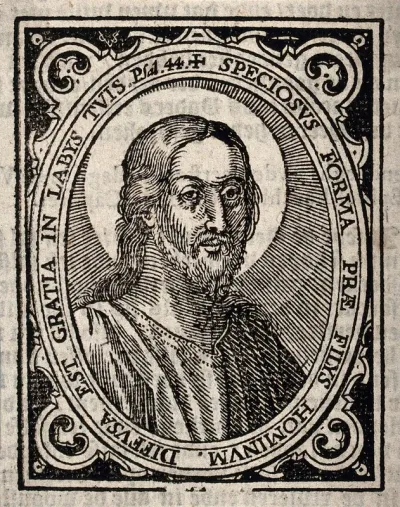 Jesus Christ. Woodcut by C. van Sichem III