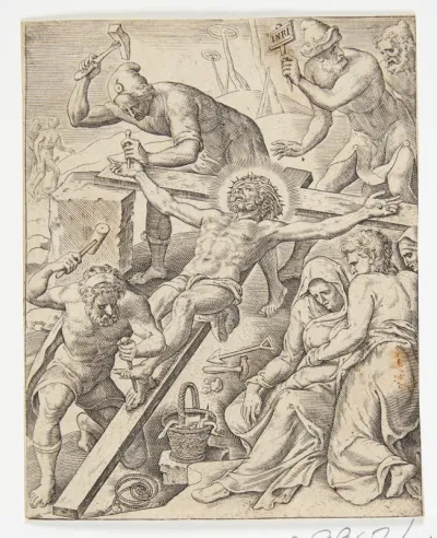 Jesus fæstnes til korset
