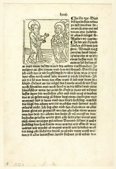 Jesus Preaching to His Disciples from Plenarium, Plate 4 from Woodcuts from Books of the 15th Century