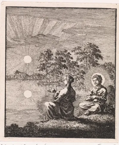 Jezus en de Ziel beschouwen de weerspiegeling van de zon